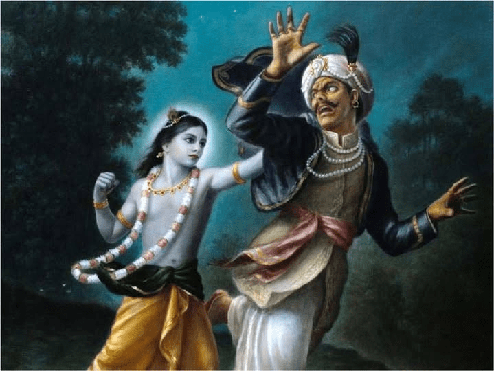 What happens to the washerman who offends Krishna in Mathura?